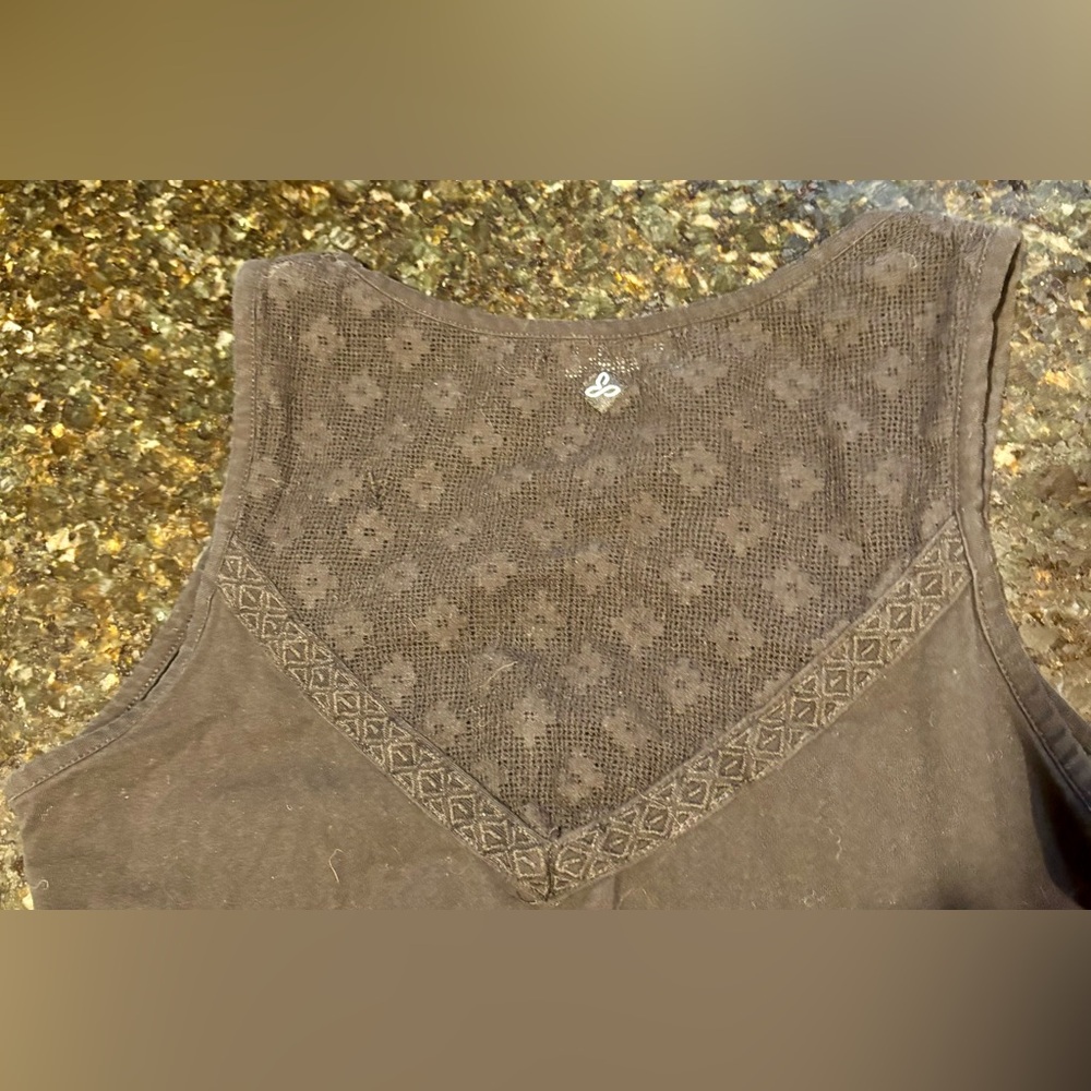 ⭐️Prana Trixie Jersey Knit Handkerchief Hem Lace Inserts Sleeveless Dress Sz XS - Picture 4 of 8